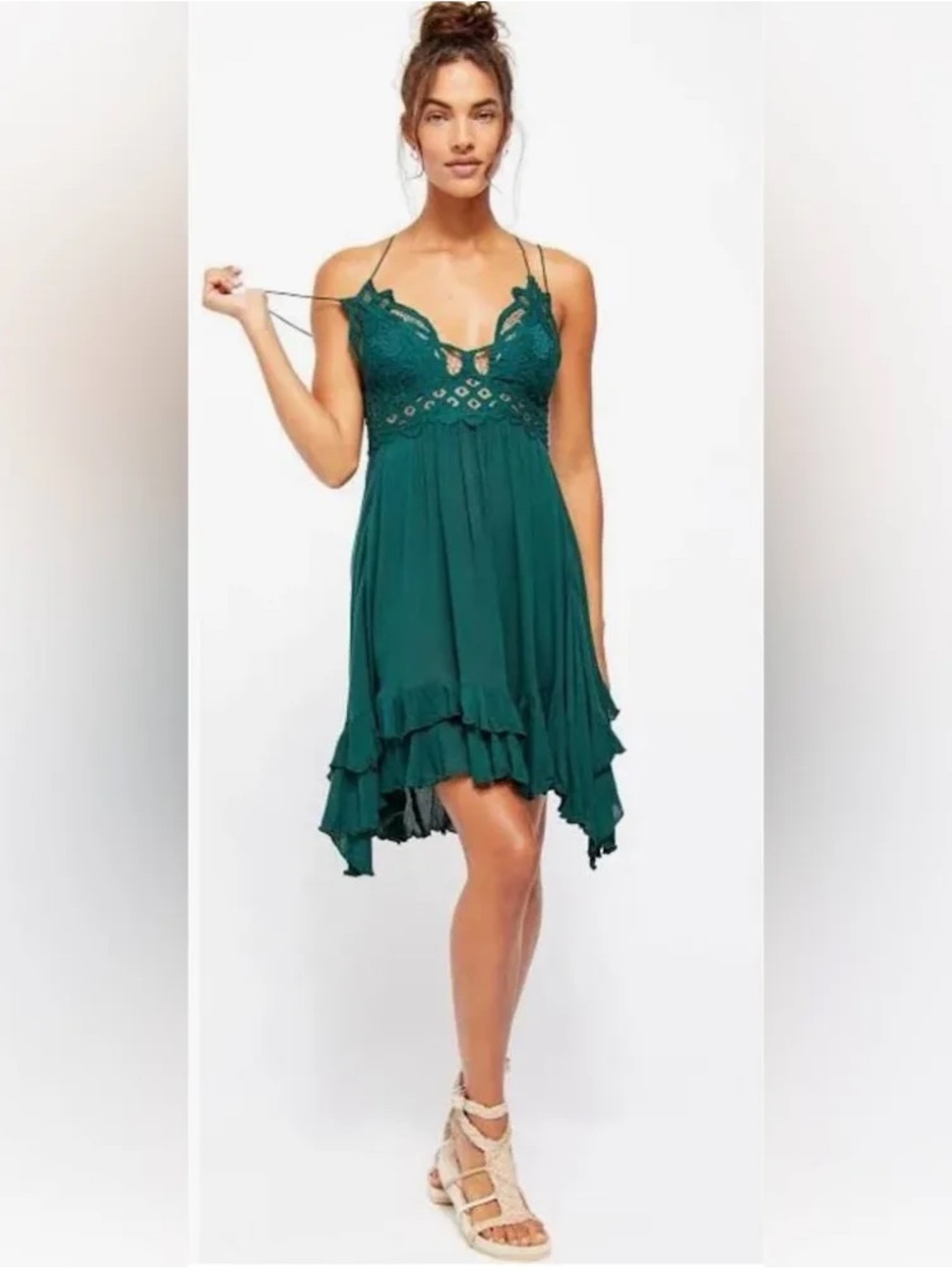 Free People Teal Adela Mini Dress